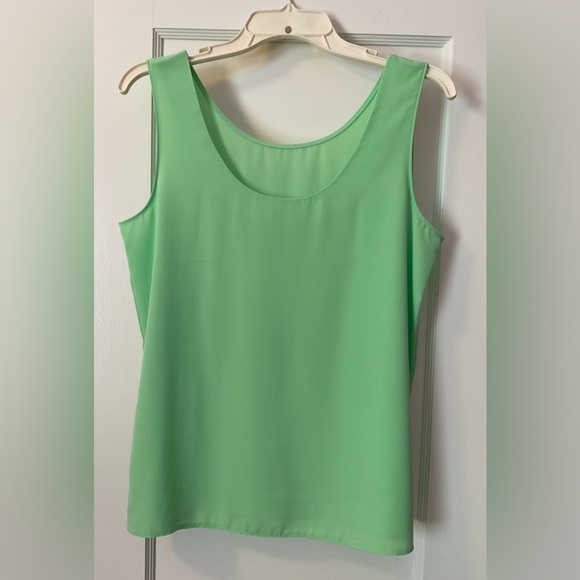 Vintage Top St Michael 90s Vest Blouse Chiffon Retro Apple Green Size 10 UK - Picture 2 of 3